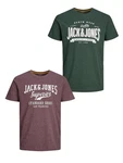 Jack & Jones T-Shirt Rundhals JJECORP Pack LOGO Print (5371) Bordeaux