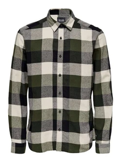 ONLY & SONS Karohemd GUDMUND LIFE LS 3T CHECK SHIRT khaki/oliv/schwarz/weiß ONLY & SONS Karohemd GUDMUND LIFE LS 3T CHECK SHIRT khaki/oliv/schwarz/weiß