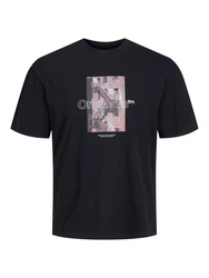 Jack & Jones T-Shirt JORVESTERBRO PHOTO Schwarz/Rosa