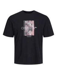 Jack & Jones T-Shirt JORVESTERBRO PHOTO Schwarz/Rosa