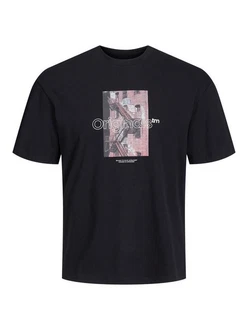 Jack & Jones T-Shirt JORVESTERBRO PHOTO Schwarz/Rosa