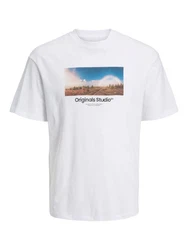 Jack & Jones T-Shirt JORVESTERBRO PHOTO Beige/Orange/Weiß