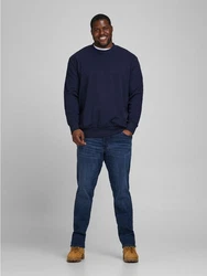 Jack & Jones Plus Sweatshirt BASIC SWEAT CREW NECK dunkelblau