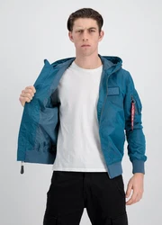Alpha Industries Bomberjacke MA-1 LW Hooded Blau/Hellblau