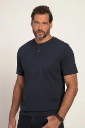 JP1880 T-Shirt Henley Bauchfit Rundhals Hellblau/Dunkelblau/Blau/Grau