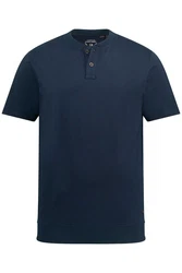 JP1880 T-Shirt Henley Bauchfit Rundhals Hellblau/Dunkelblau/Blau/Grau
