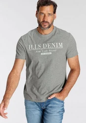 H.I.S T-Shirt schmale Passform Rundhalsausschnitt Hellgrau/Grau/Dunkelgrau/Dunkelgrün