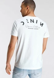 Bruno Banani T-Shirt mit Print Rundhalsausschnitt Weiß/Creme/Grau