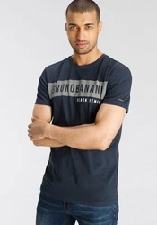 Bruno Banani T-Shirt kurzärmelig schmal geschnitten Rundhalsausschnitt Dunkelblau/Hellblau