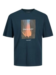Jack & Jones T-Shirt JORVESTERBRO PHOTO Dunkelblau/Blau