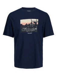 Jack & Jones T-Shirt JORVESTERBRO PHOTO Dunkelblau
