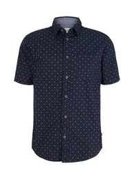Kurzarmhemd Gemustertes Kurzarmhemd Basic Print Long Shirt 5564 in Navy