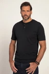JP1880 T-Shirt Henley Bauchfit Rundhals Schwarz