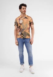 LERROS Poloshirt Hawaii Gelb/Beige/Braun/Mischfarben