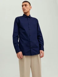 Jack & Jones Langarmhemd JPRBLAParker Dunkelblau/Blau