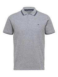 SELECTED HOMME Poloshirt SLHDante SPORT SS POLO NOOS Grau/Hellgrau
