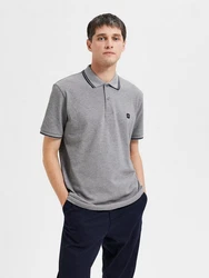 SELECTED HOMME Poloshirt SLHDante SPORT SS POLO NOOS Grau/Hellgrau