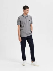 SELECTED HOMME Poloshirt SLHDante SPORT SS POLO NOOS Grau/Hellgrau