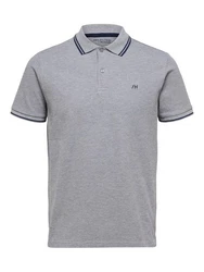 SELECTED HOMME Poloshirt SLHDante SPORT SS POLO NOOS Grau/Hellgrau
