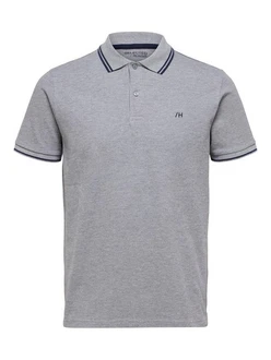 SELECTED HOMME Poloshirt SLHDante SPORT SS POLO NOOS Grau/Hellgrau