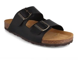 Leder-Sandalen 'Fhr' mit Korkfubett Zweischnaller Pantolette Hausschuh mit gepolstertem Tieffussbett