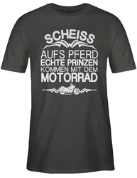 Shirtracer T-Shirt Scheiß aufs Pferd echte Prinzen kommen mit dem Motorrad Rosa/Dunkelgrün