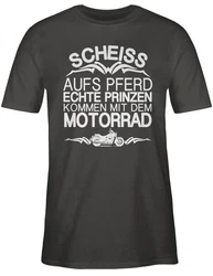 Shirtracer T-Shirt Scheiß aufs Pferd echte Prinzen kommen mit dem Motorrad Rosa/Dunkelgrün
