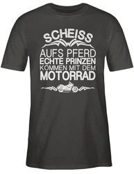 Shirtracer T-Shirt Scheiß aufs Pferd echte Prinzen kommen mit dem Motorrad Rosa/Dunkelgrün