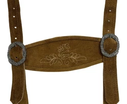 Dretaild Trachtenlederhose Herren Tracht Kurz mit Hosenträgern Braun/Dunkelrot/Dunkelbraun
