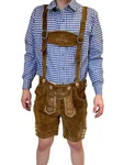 Dretaild Trachtenlederhose Herren Tracht Kurz mit Hosenträgern Braun/Dunkelrot/Dunkelbraun
