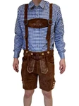 Dretaild Trachtenlederhose Herren Tracht Kurz mit Hosenträgern Braun/Dunkelbraun