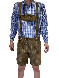Trachtenhose Premium Herren Lederhose kurz Ziegenleder mit