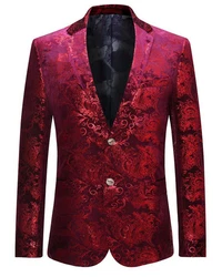 Allthemen Sakko Herren 2 Knöpfe Blazer Rot/Dunkelrot/Rosa