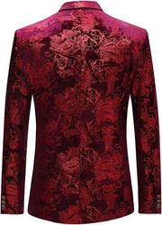 Allthemen Sakko Herren 2 Knöpfe Blazer Rot/Dunkelrot/Rosa