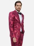 Allthemen Sakko Herren 2 Knöpfe Blazer Rot/Dunkelrot/Rosa