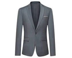 Allthemen Anzug Slim Fit (3-tlg, Sakko & Weste & Hose) für Hochzeit Grau/Dunkelgrau/Dunkelblau