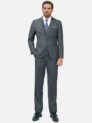 Allthemen Anzug Slim Fit (3-tlg, Sakko & Weste & Hose) für Hochzeit Grau/Dunkelgrau/Dunkelblau