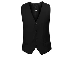 Allthemen Anzug Slim Fit (3-tlg, Sakko & Weste & Hose) für Hochzeit Schwarz/Dunkelgrau