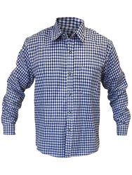 Dretaild Trachtenhemd Herren Langarm Hemd Blau/Dunkelblau/Hellblau
