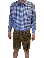 Dretaild Trachtenhemd Herren Langarm Hemd Blau/Dunkelblau/Hellblau