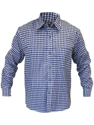 Dretaild Trachtenhemd Herren Langarm Hemd Blau/Dunkelblau/Hellblau