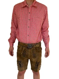 Trachtenhemd Kariertes Trachtenhemd Herren Baumwolle Langarm Hemd S - XXXXL