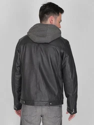 MUSTANG Lederjacke Foster Grau/Dunkelgrau/Schwarz