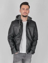MUSTANG Lederjacke Foster Grau/Dunkelgrau/Schwarz