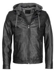MUSTANG Lederjacke Foster Grau/Dunkelgrau/Schwarz