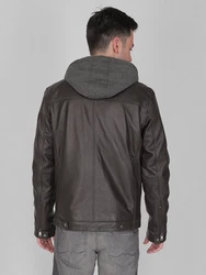 MUSTANG Lederjacke Foster Grau/Dunkelbraun/Dunkelgrau/Braun
