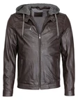 MUSTANG Lederjacke Foster Grau/Dunkelbraun/Dunkelgrau/Braun