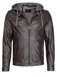 MUSTANG Lederjacke Foster Grau/Dunkelbraun/Dunkelgrau/Braun