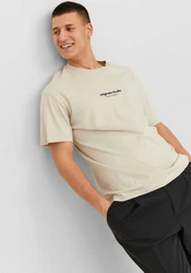 Jack & Jones T-Shirt JORVESTERBRO beige/schwarz