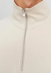 Jack & Jones Sweatshirt JORVESTERBRO SWEAT QUARTER ZIP HN NOOS Beige/Khaki/Braun